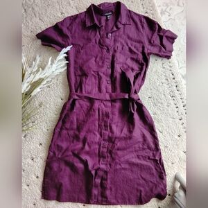 Eileen Fisher Linen Classic Collar Shirt Dress